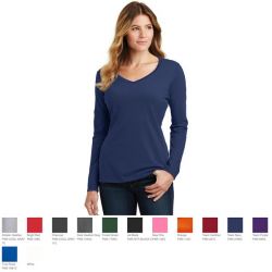 Port & Company Ladies Long Sleeve Fan Favorite V-Neck Tee