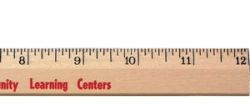 12" Clear Lacquer Finish Beveled Wood Ruler w/ English Scale