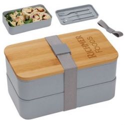 Double Decker Lunch Box with Bamboo Lid &amp; Utensils