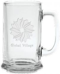 15 Oz. Glass Tankard Mug- Etched