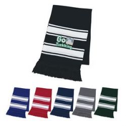Two-Tone Knit Scarf With Fringe