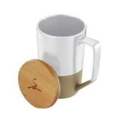15 Oz. Rochester 2-Tone Ceramic Mug w/Wood Lid